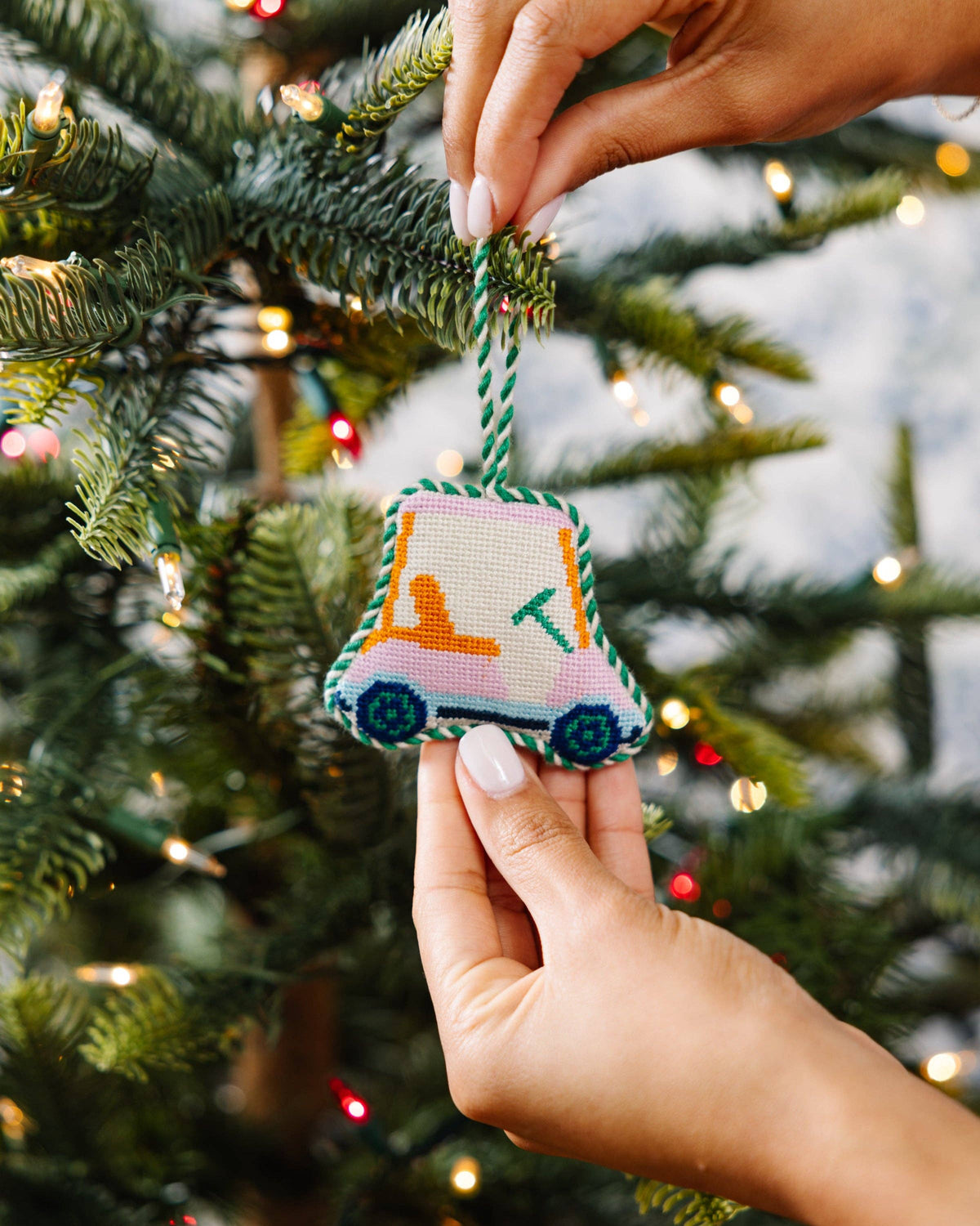 Furbish Studio - Needlepoint Icon Ornament - Golf Cart