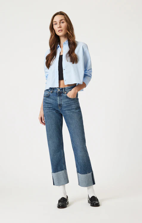 Savannah Cuffed Shaded Classic Blue Jean - Mavi