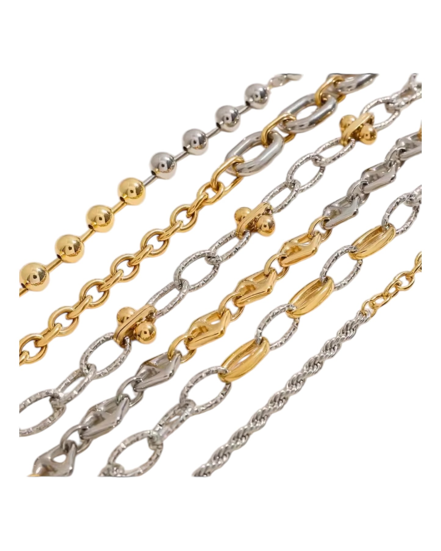 Two-Tone Power Link Bracelet Collection - 18K gold plated Waterproof/Hypoallergenic