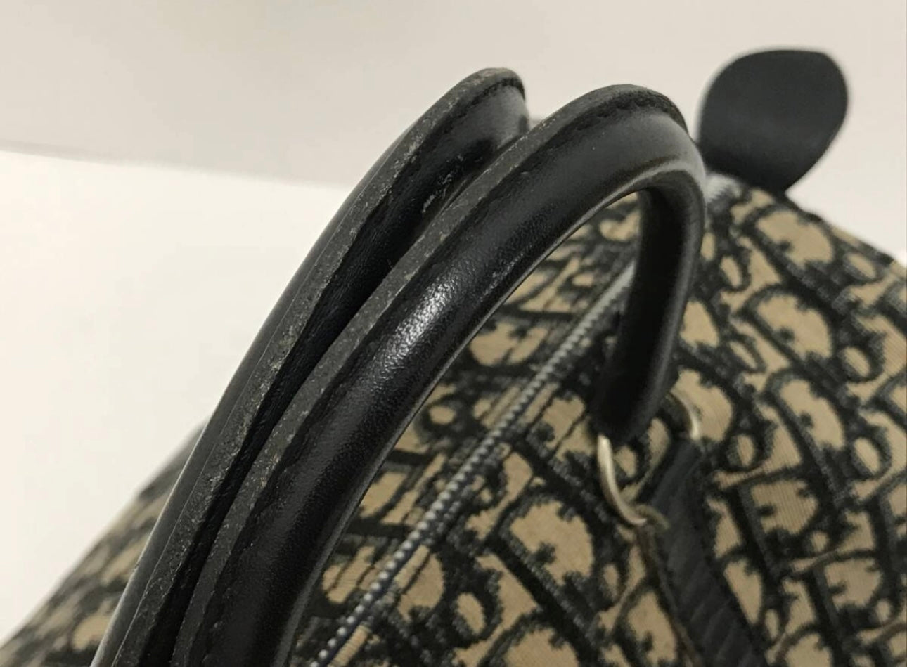 Christian Dior Trotter Mini Boston Bag Tote Bag Handbag Navy