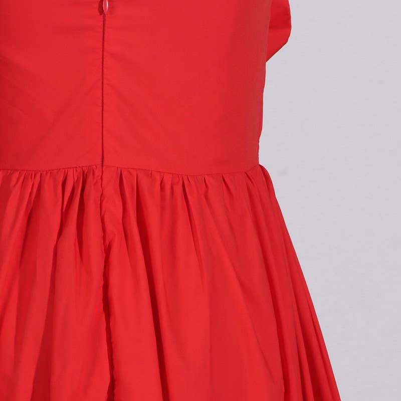 Floral Stitch High-Waist Tube Top Dress