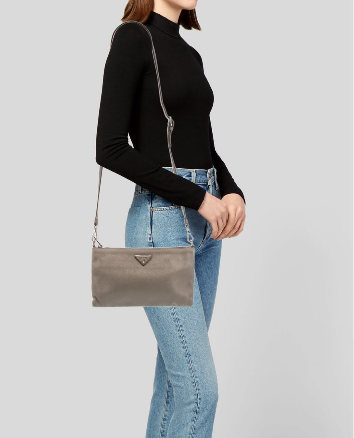 Prada Enameled Metal Triangle Crossbody Bag