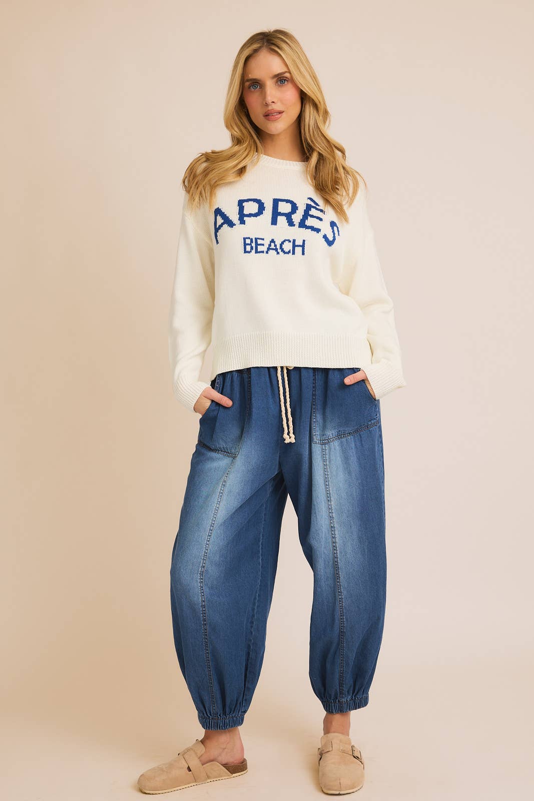 Aprés Beach Round Neck Oversized Light Weight Sweater - Gilli