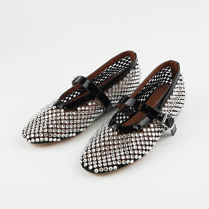 Rhinestone Mesh Mary Janes
