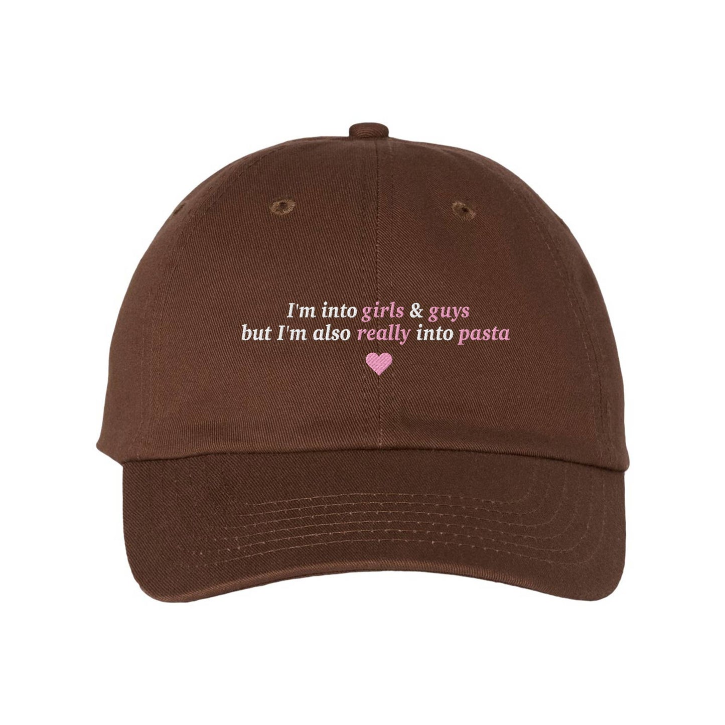 Girls Guys and Pasta Embroidered Bio-Washed Classic Dad Hat - Femfetti