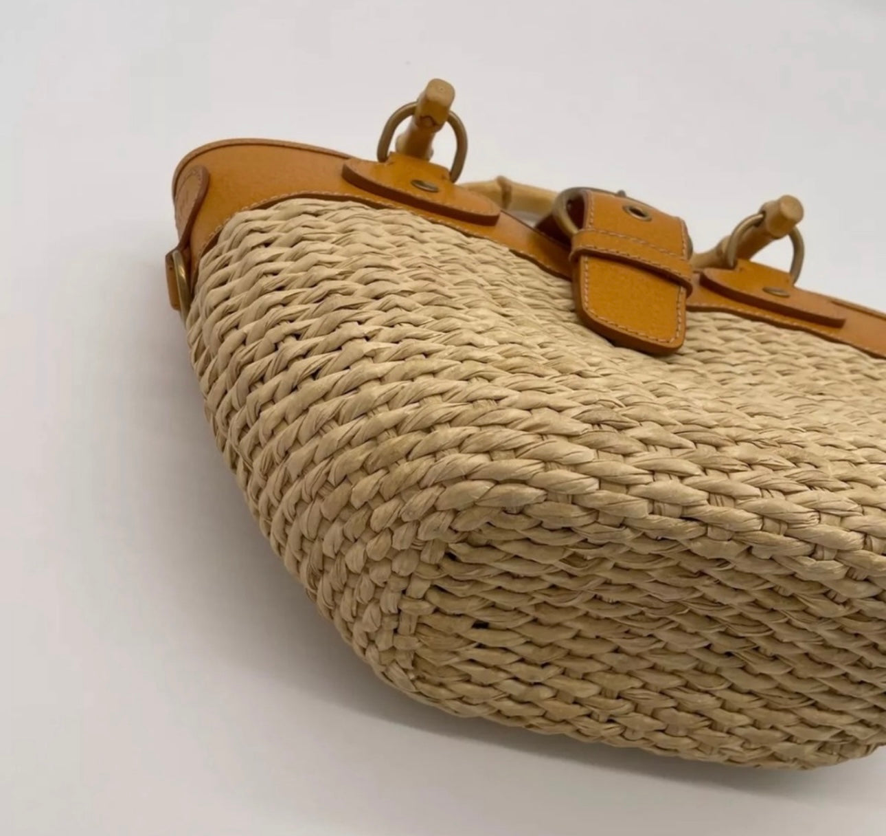 Vintage Miu Miu bamboo handle straw bag