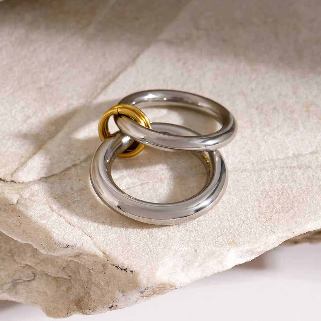 DUNE STACKED GOLD RING
