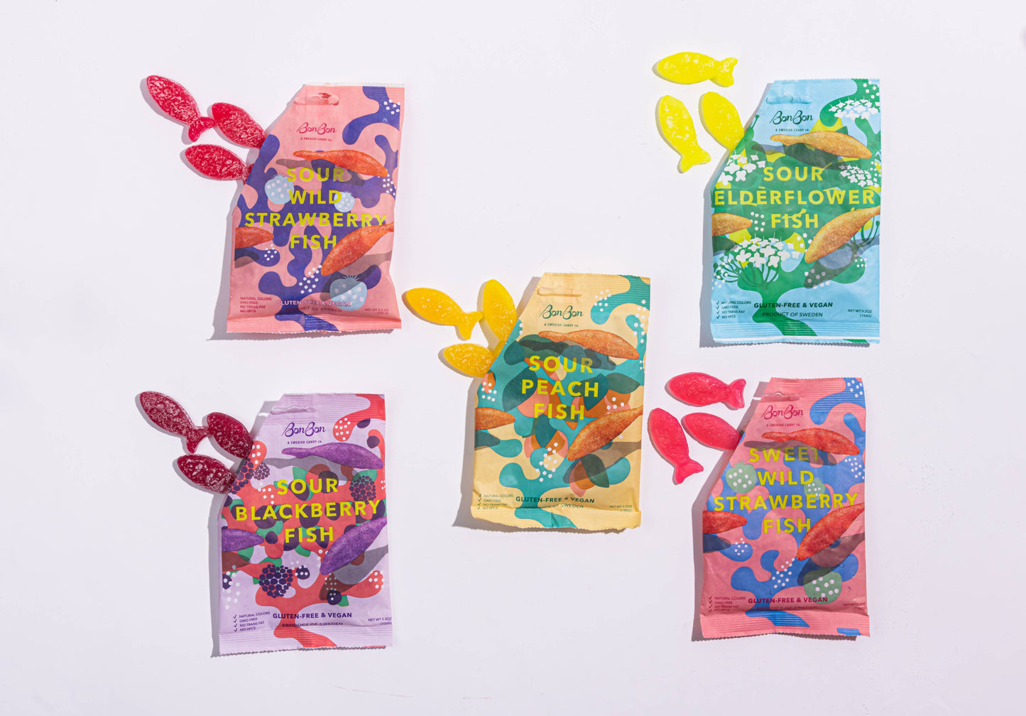 BonBon NYC - Sour Peach Fish - Swedish Candy 5.2oz (150g)