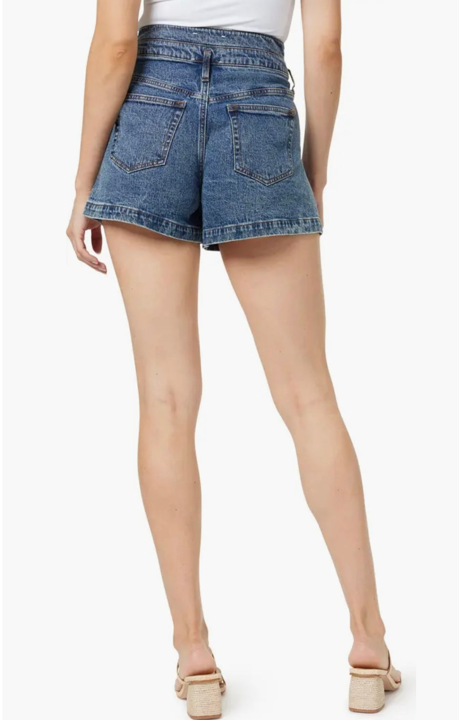 High Waist Pleat Front Denim Shorts - Habitual
