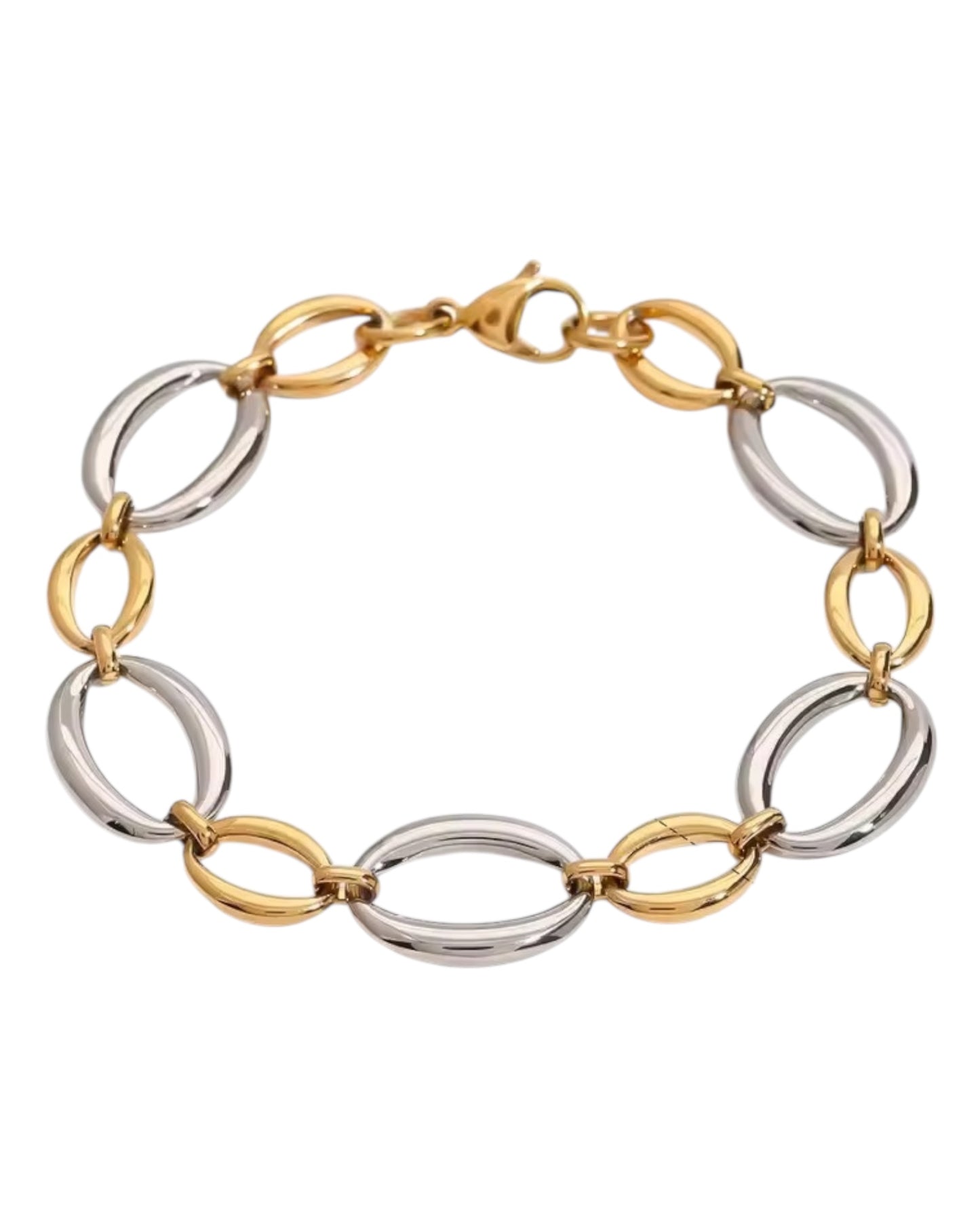 Two-Tone Power Link Bracelet Collection - 18K gold plated Waterproof/Hypoallergenic