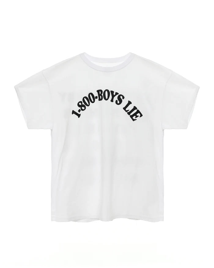WHITE 1-800 REVAMPED BOYFRIEND TEE