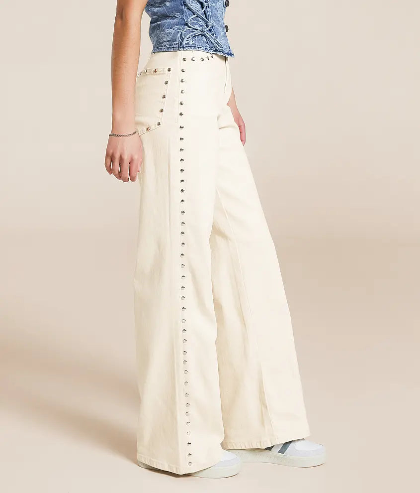 Gemma Wide Leg Studded Stretch Jean - Habitual