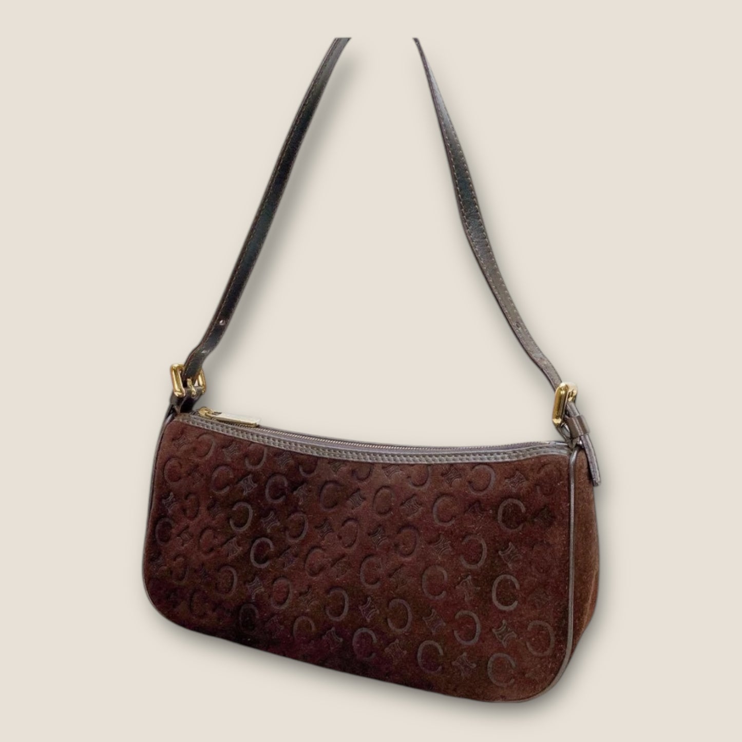 CELINE BROWN SUEDE SHOULDER BAG