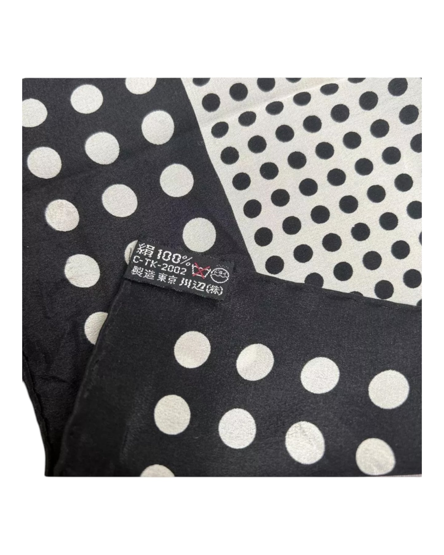 Vintage Yves Saint Laurent Silk Scarf – 26” Black & White Polka Dot Square