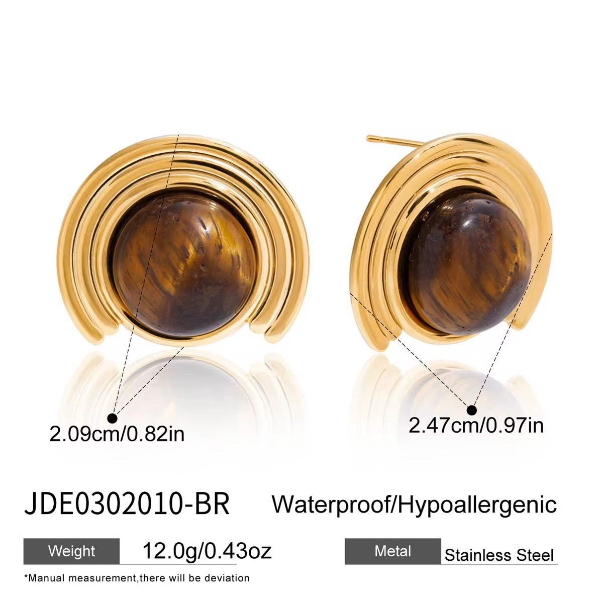 Vintage Ribbed Tiger’s Eye Earrings