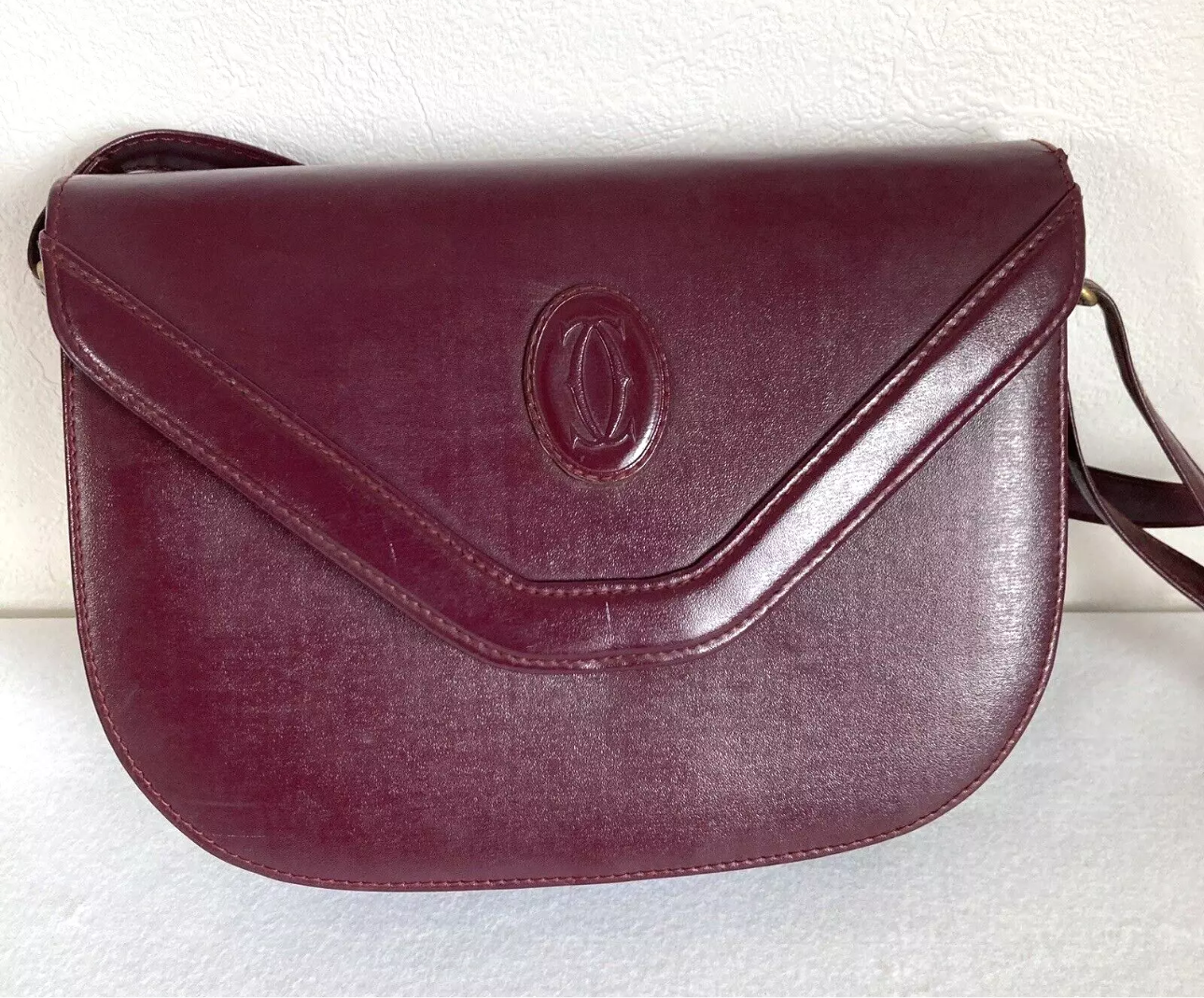 Vintage Cartier Crossbody Bag in Bordeaux Red