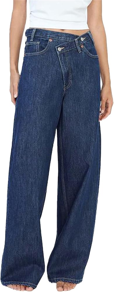Y2K Wide Baggy Side-Button Jeans
