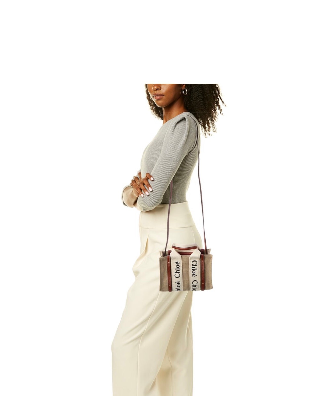 Chloé Woody Mini Canvas & Leather Tote -NEW
