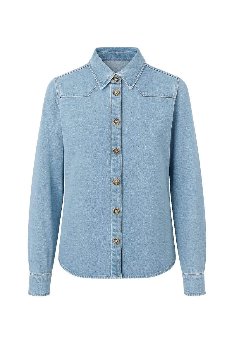 CHEMISE TENCEL BOUTONS FLEURS