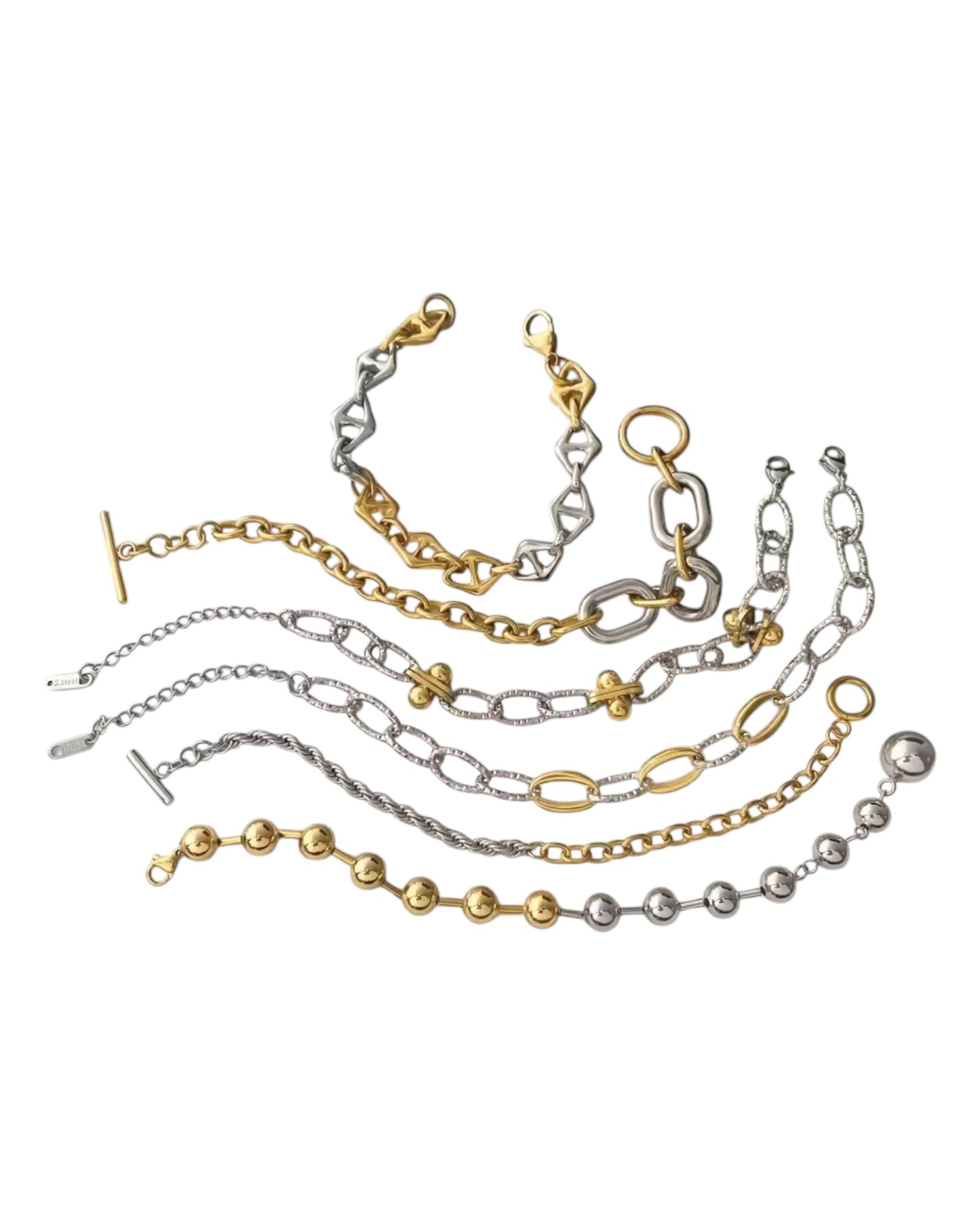 Two-Tone Power Link Bracelet Collection - 18K gold plated Waterproof/Hypoallergenic