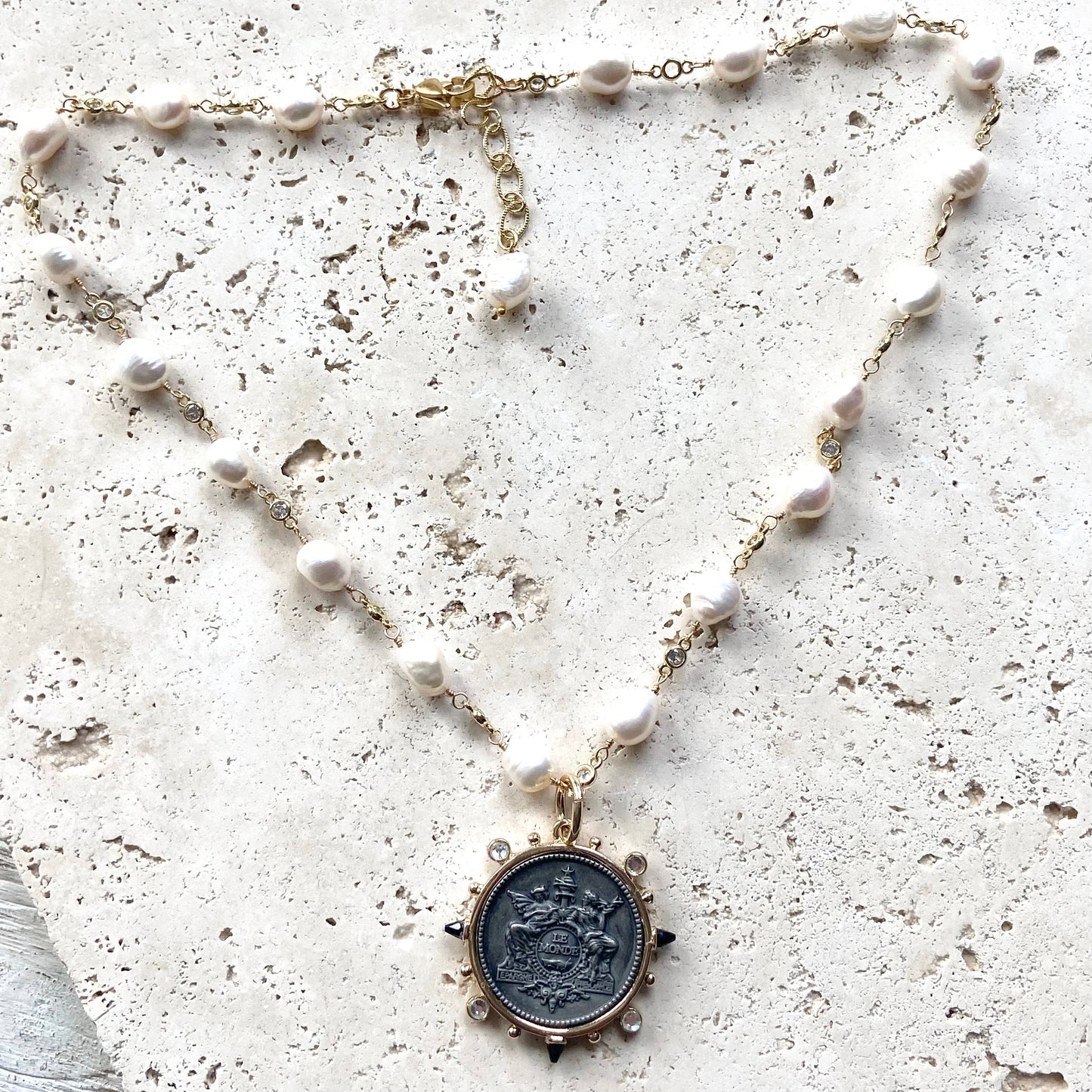 VB&CO Designs Handmade Jewelry - Horse necklace coin pearl jewelry handmade gold boutique