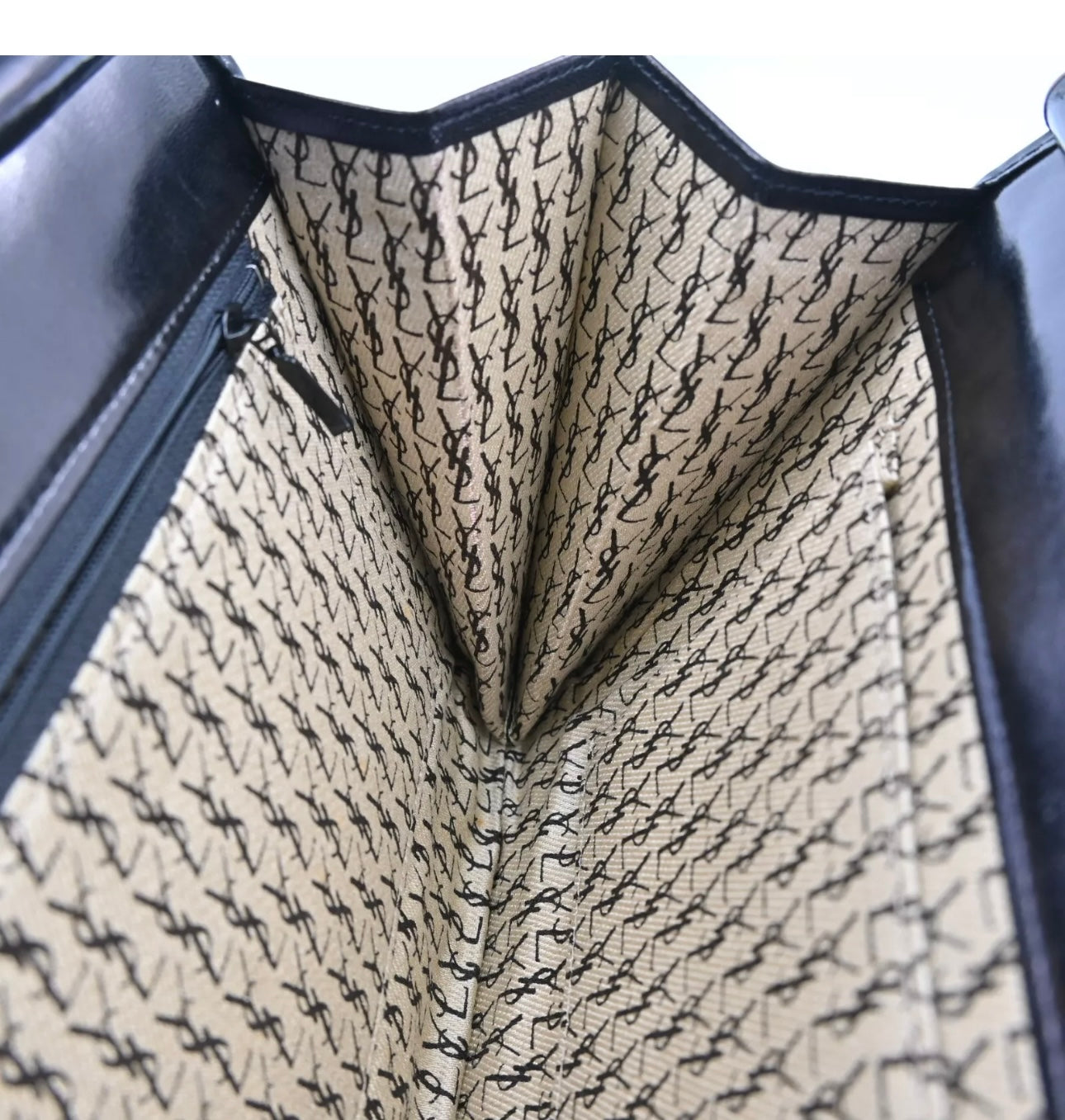 Yves Saint Laurent YSL Black Chevron Leather Clutch Bag