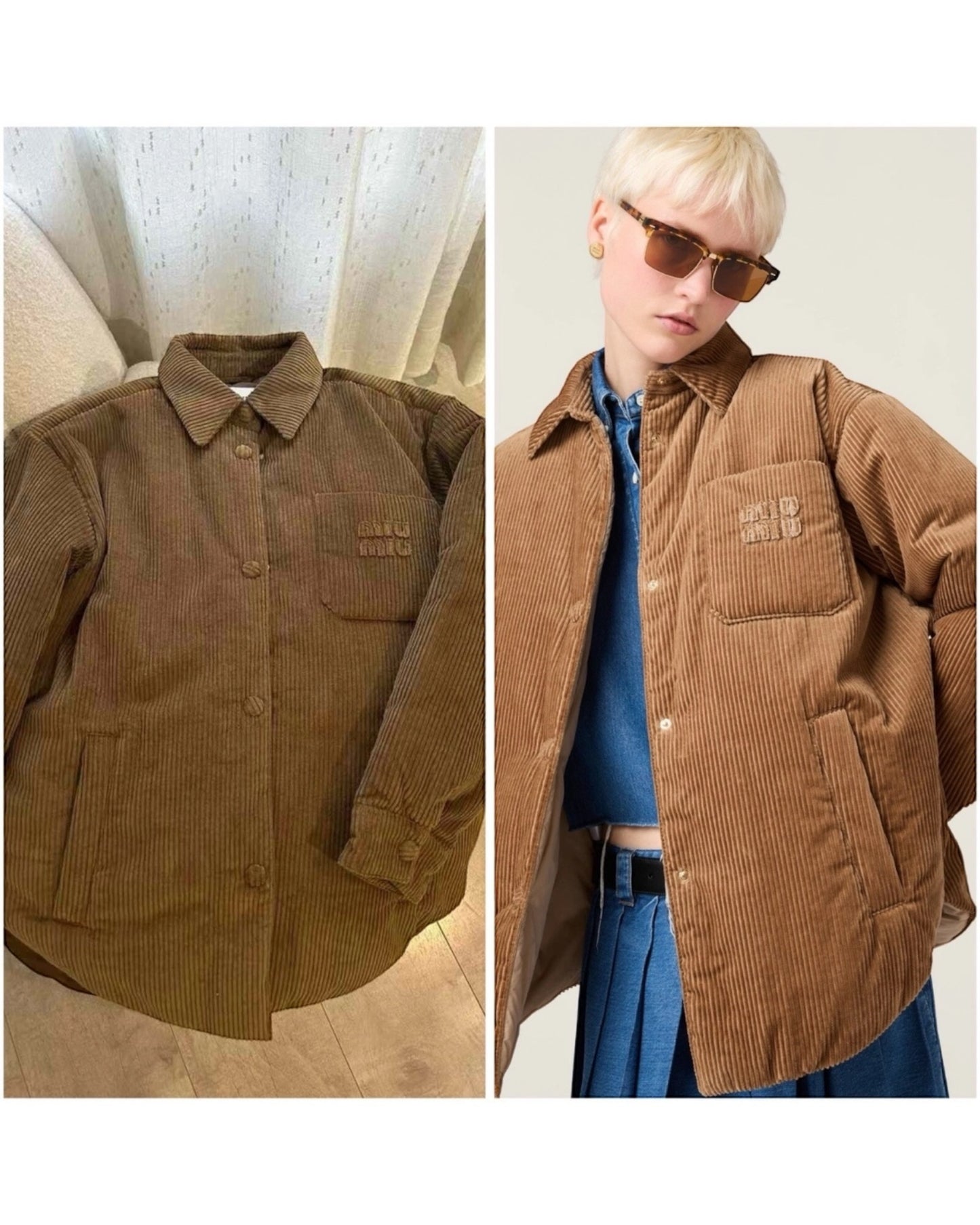 Miu Miu Corduroy Eco-Down Shirt Jacket – Size US 4