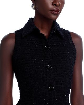 Sophia Button-Front Tailored Dress