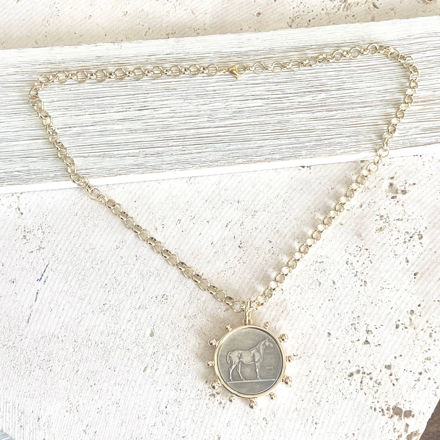 VB&CO Designs Handmade Jewelry - Horse coin necklace western equestrian jewelry derby