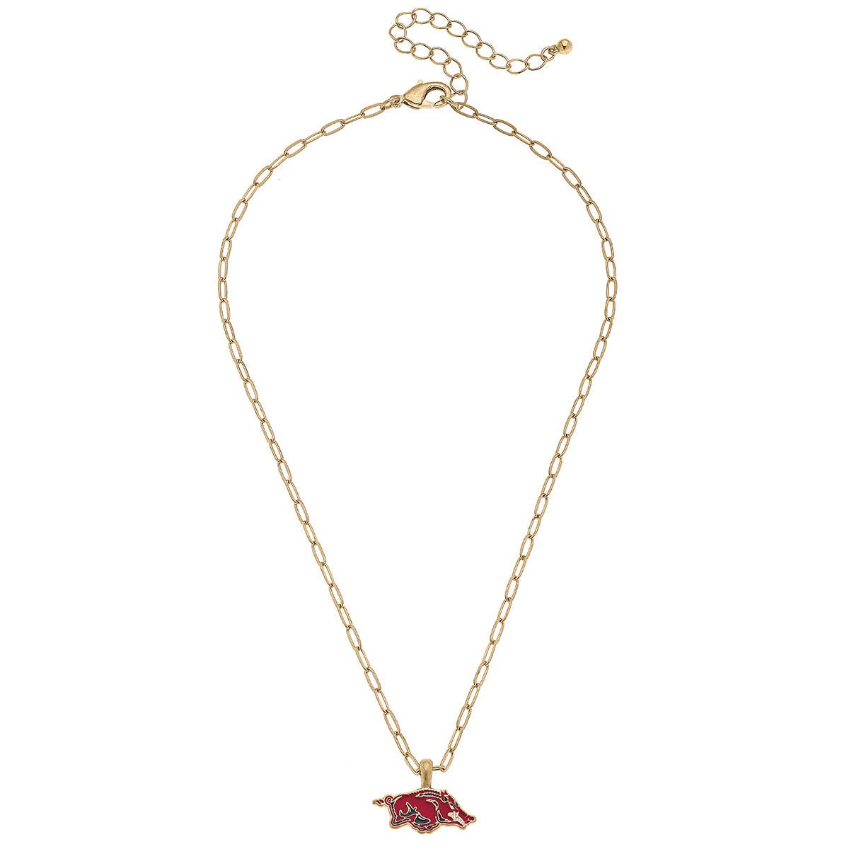 Canvas Style - Arkansas Razorbacks Enamel Pendant Necklace in Cardinal