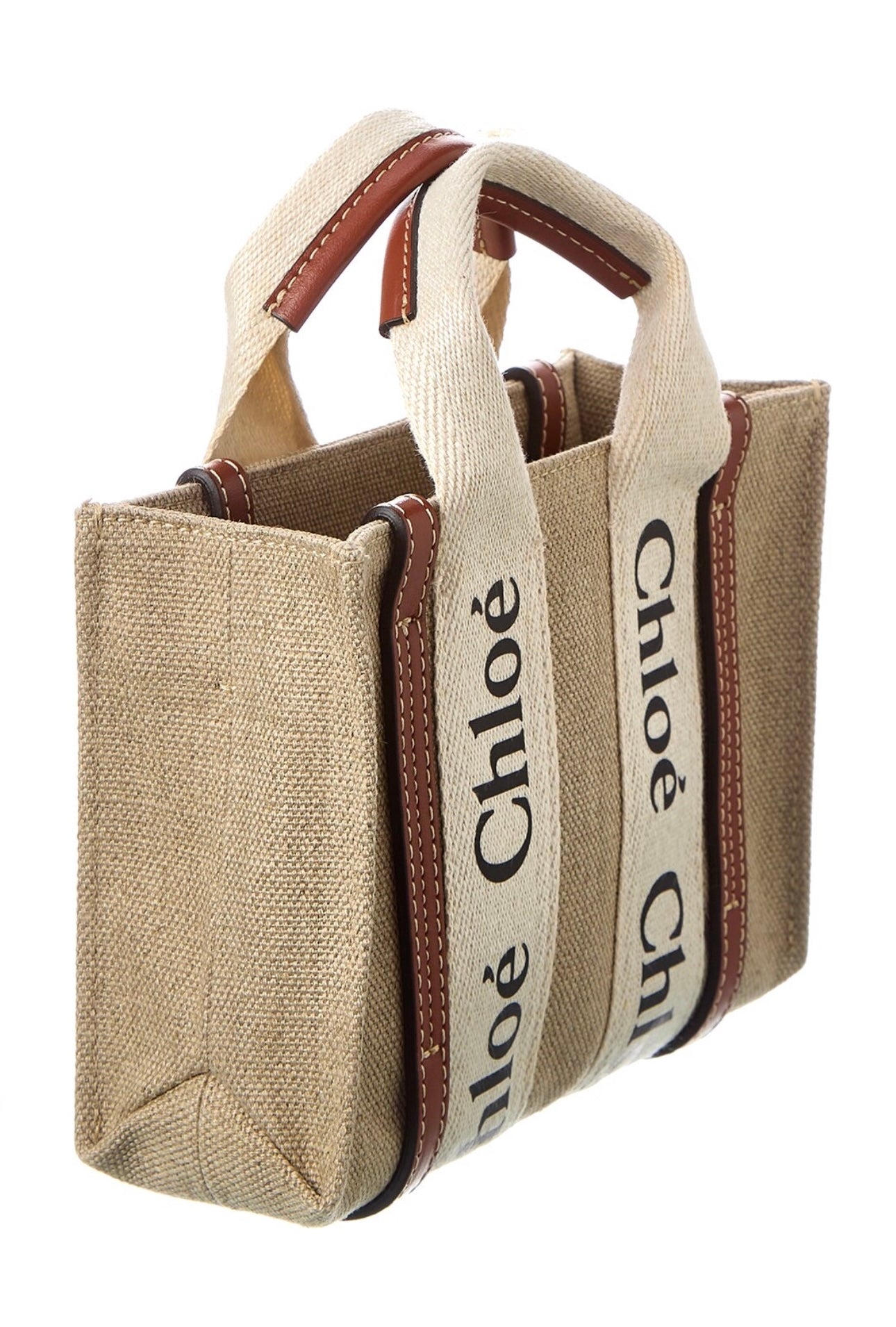 Chloé Woody Mini Canvas & Leather Tote -NEW