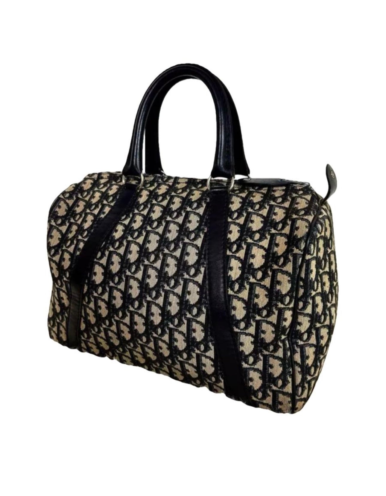 Christian Dior Trotter Mini Boston Bag Tote Bag Handbag Navy