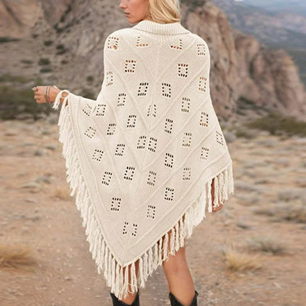 Southwestern Knit Eyelet Poncho
