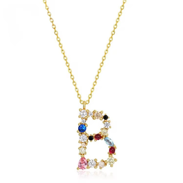 Multicolor Alphabet Pendant Necklace