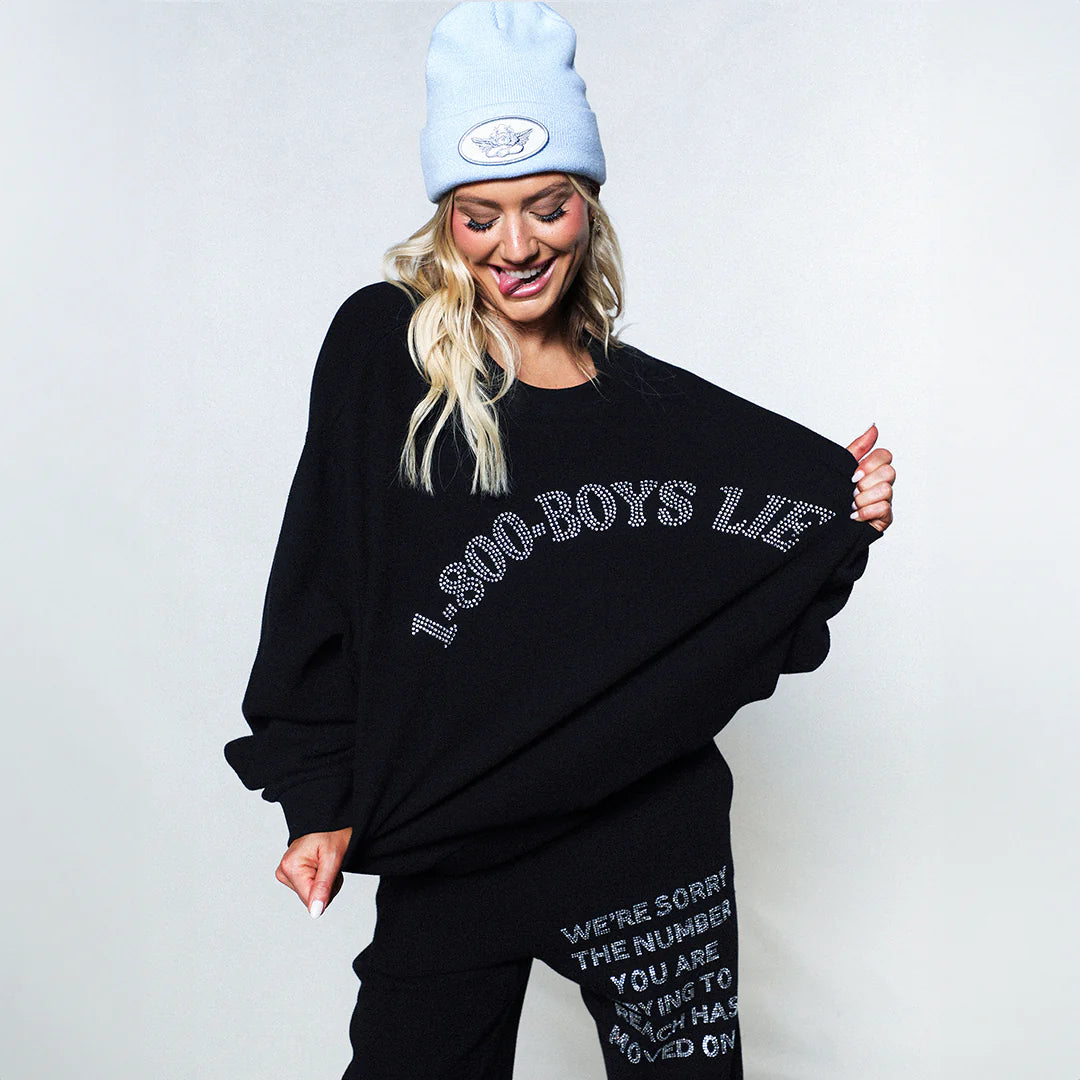Black 1-800 Kara Crewneck - Boys Lie
