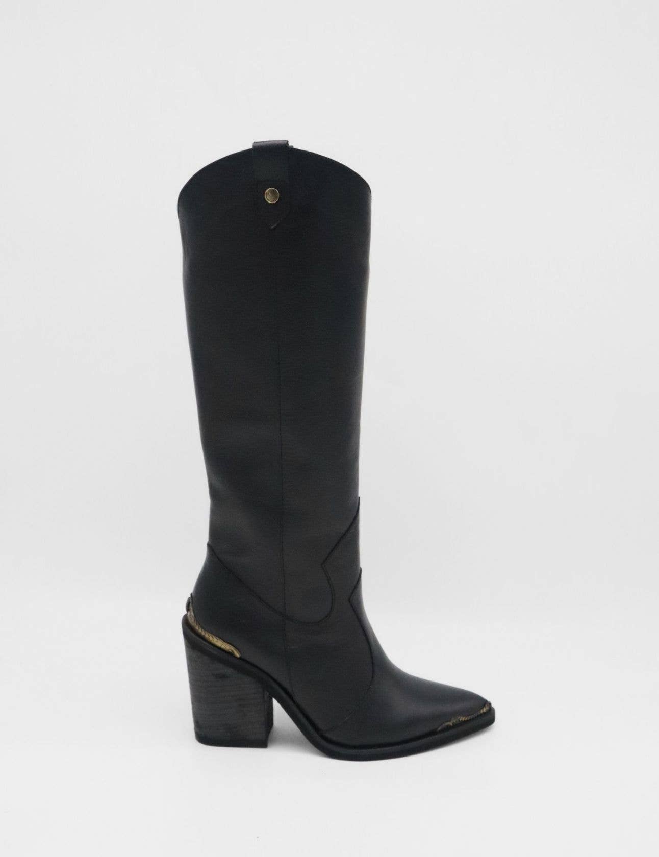 STIVALI NEW YORK - Catalina western cowboy boots in black leather women's shoes