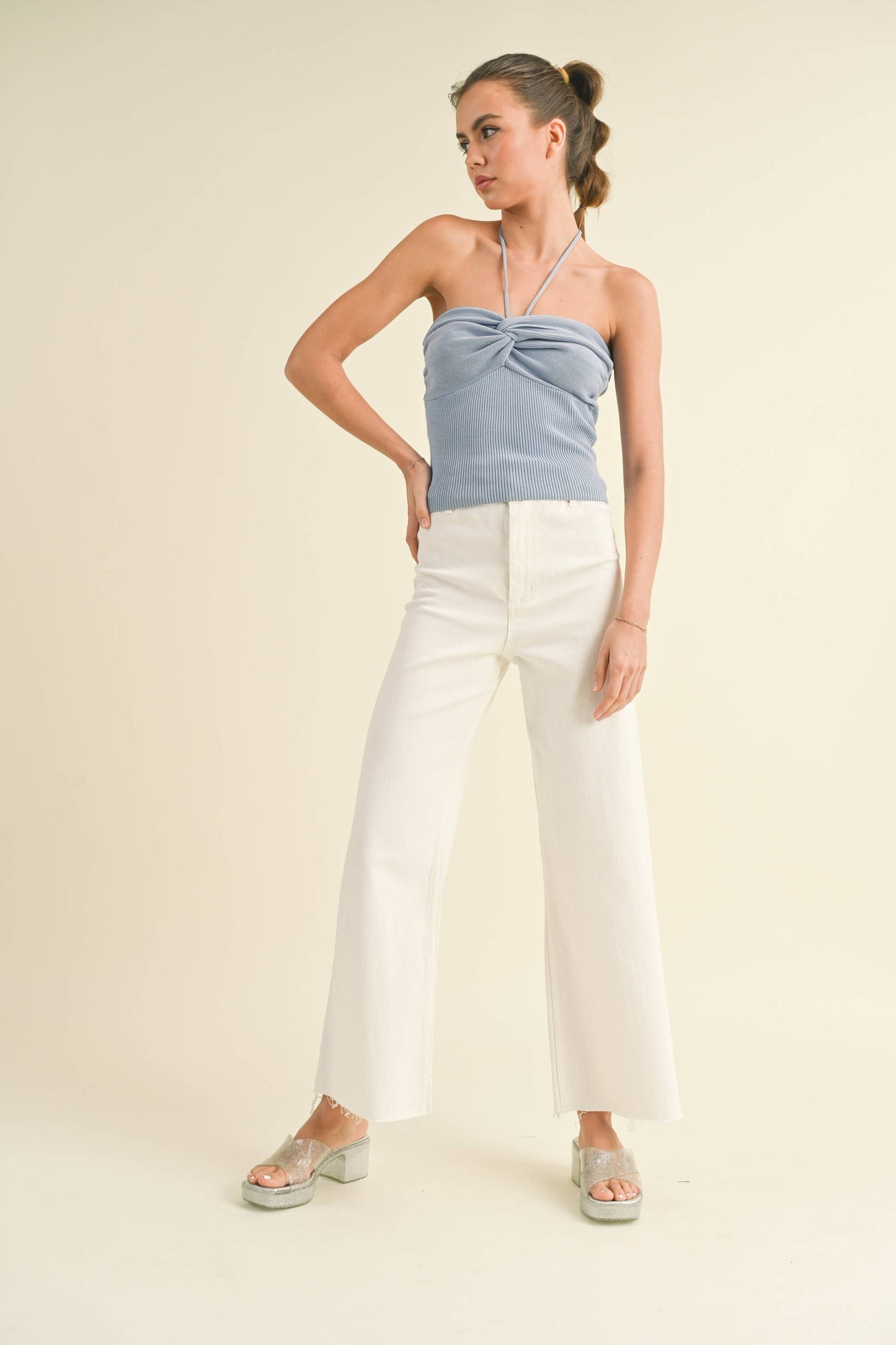 Straight Wide Leg Denim Pants - Miou Muse
