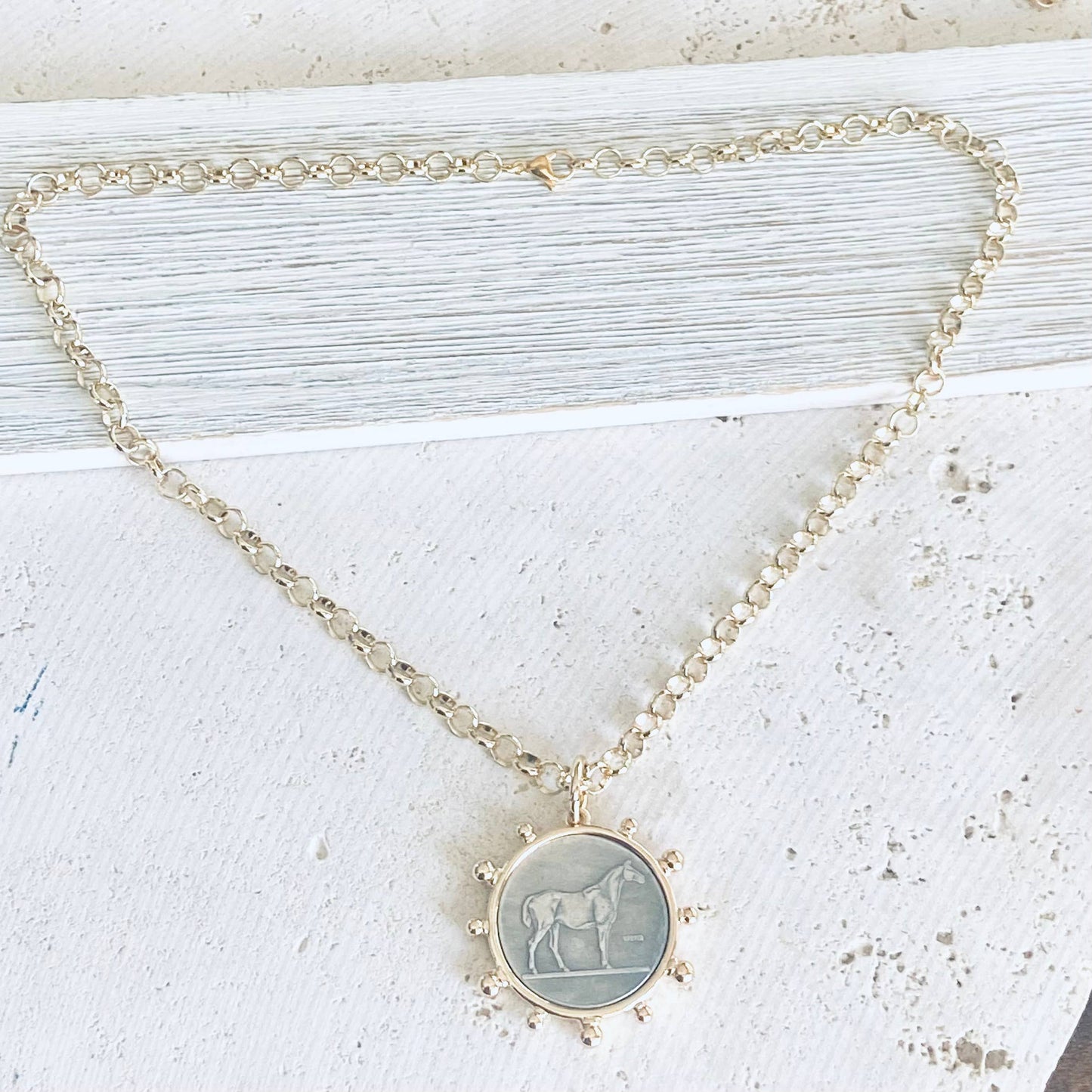 VB&CO Designs Handmade Jewelry - Horse coin necklace western equestrian jewelry derby
