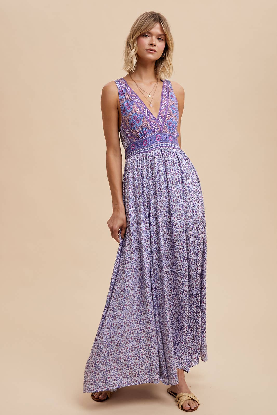 In Loom - BORDER PRINT SLEEVELESS MAXI DRESS