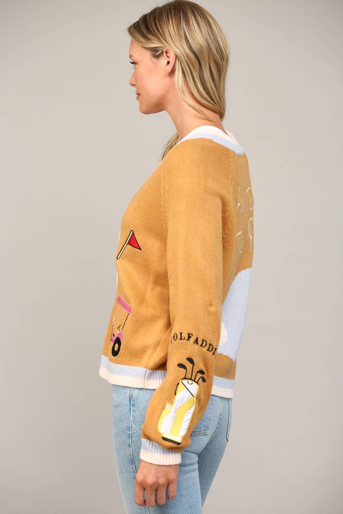 FATE - GOLF EMBROIDERED PATCH CARDIGAN LW2119