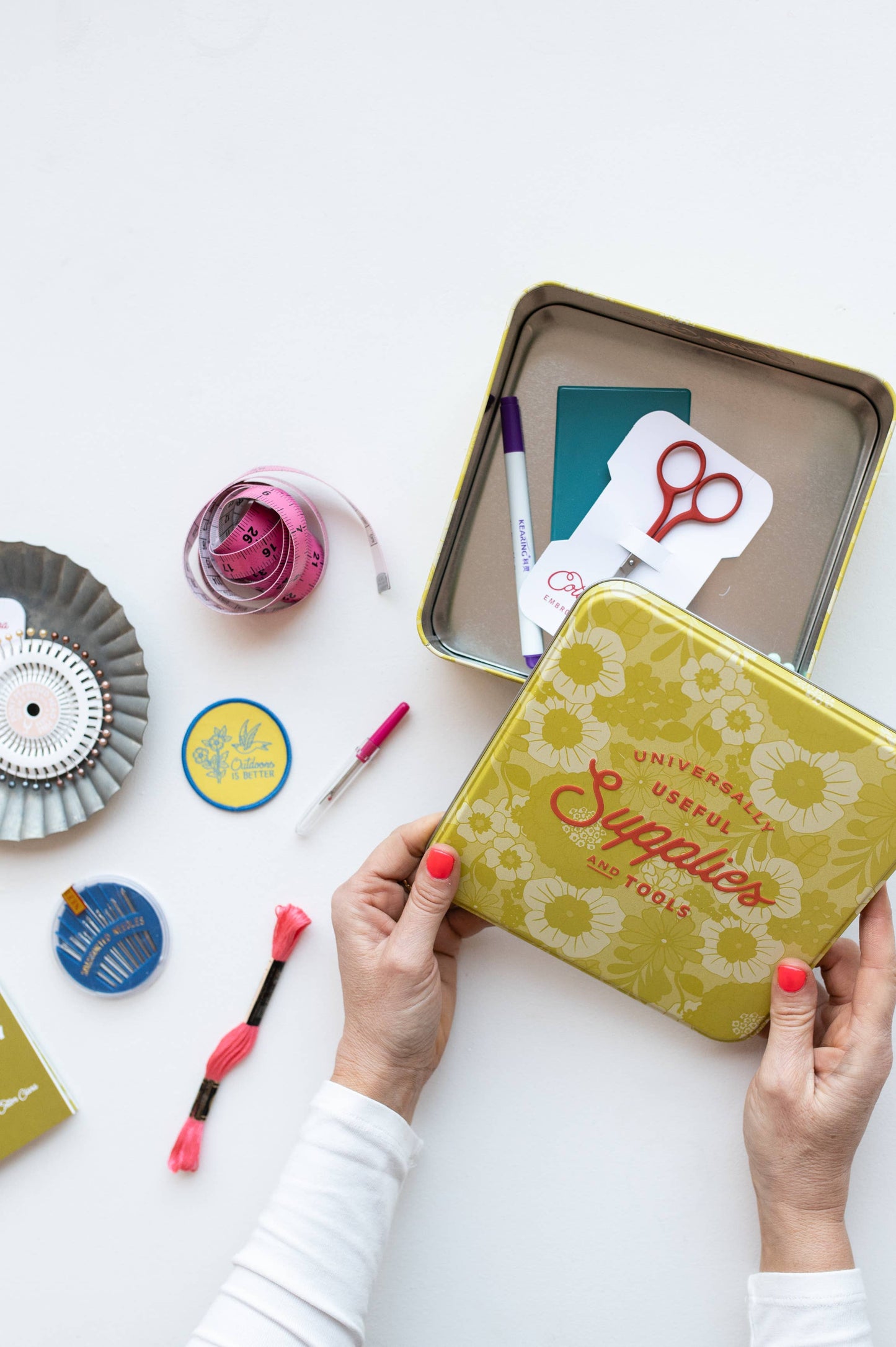 Cotton Clara Craft Kits & Supplies - Embroidery Starter Kit Sewing Tin