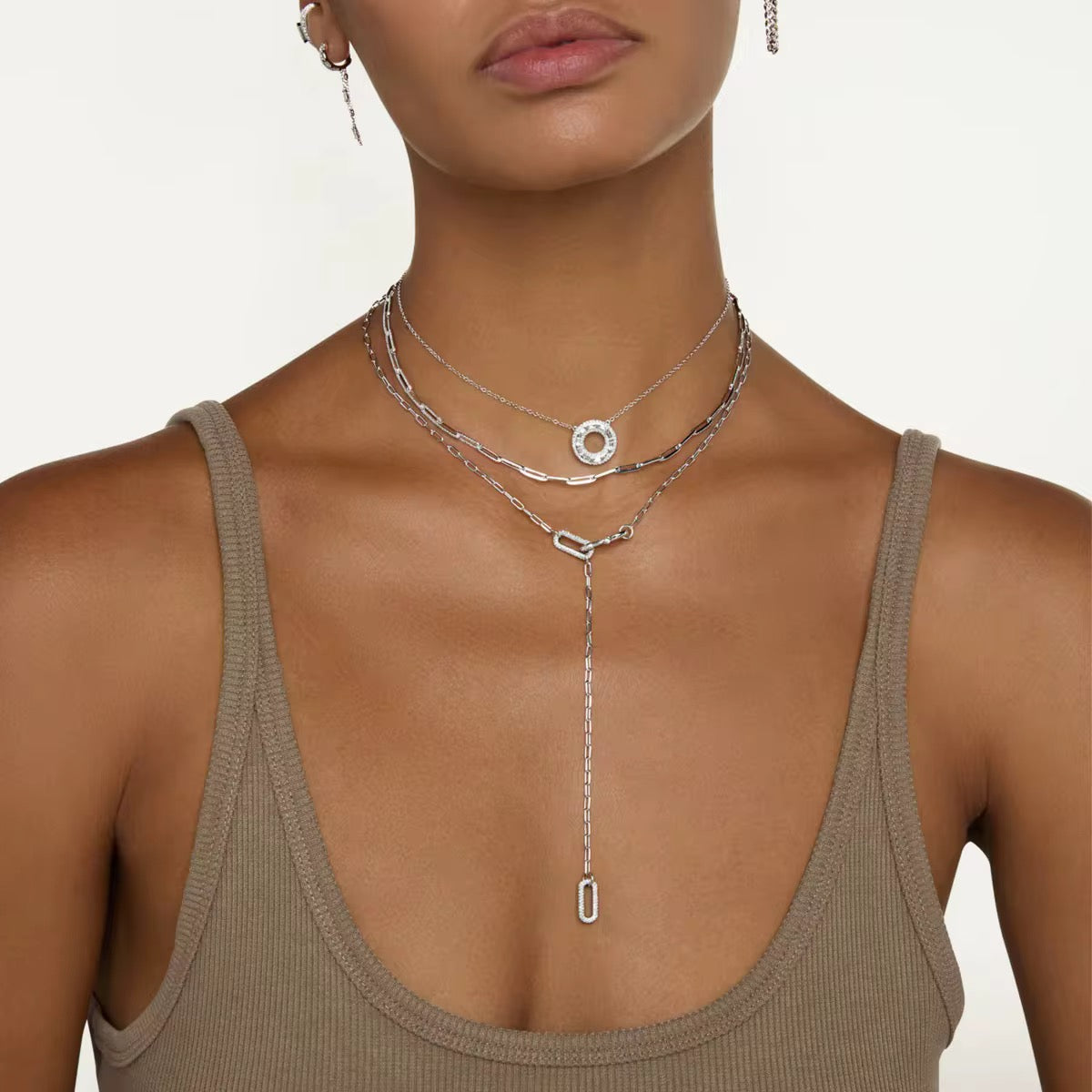 Paperclip Lariat Chain Necklace – Gold or Silver
