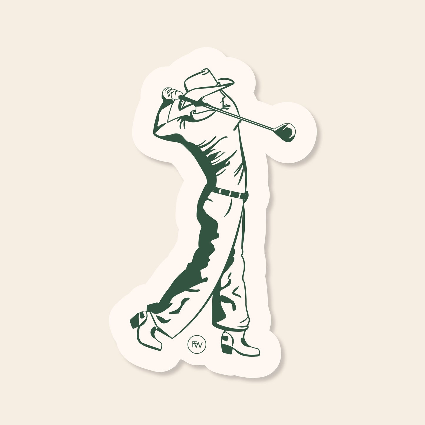 Freshwater Curated Goods - Golfing Cowboy Vinyl Sticker
