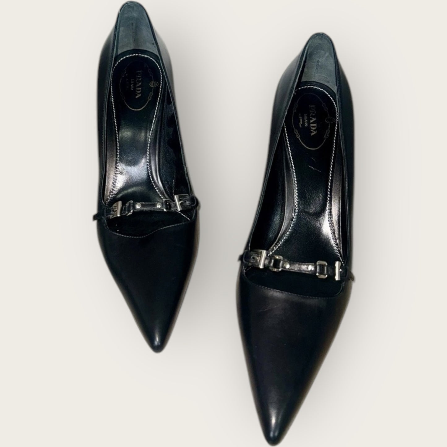Vintage Prada Milano Leather Buckle Pumps – Size 40 (10 US)