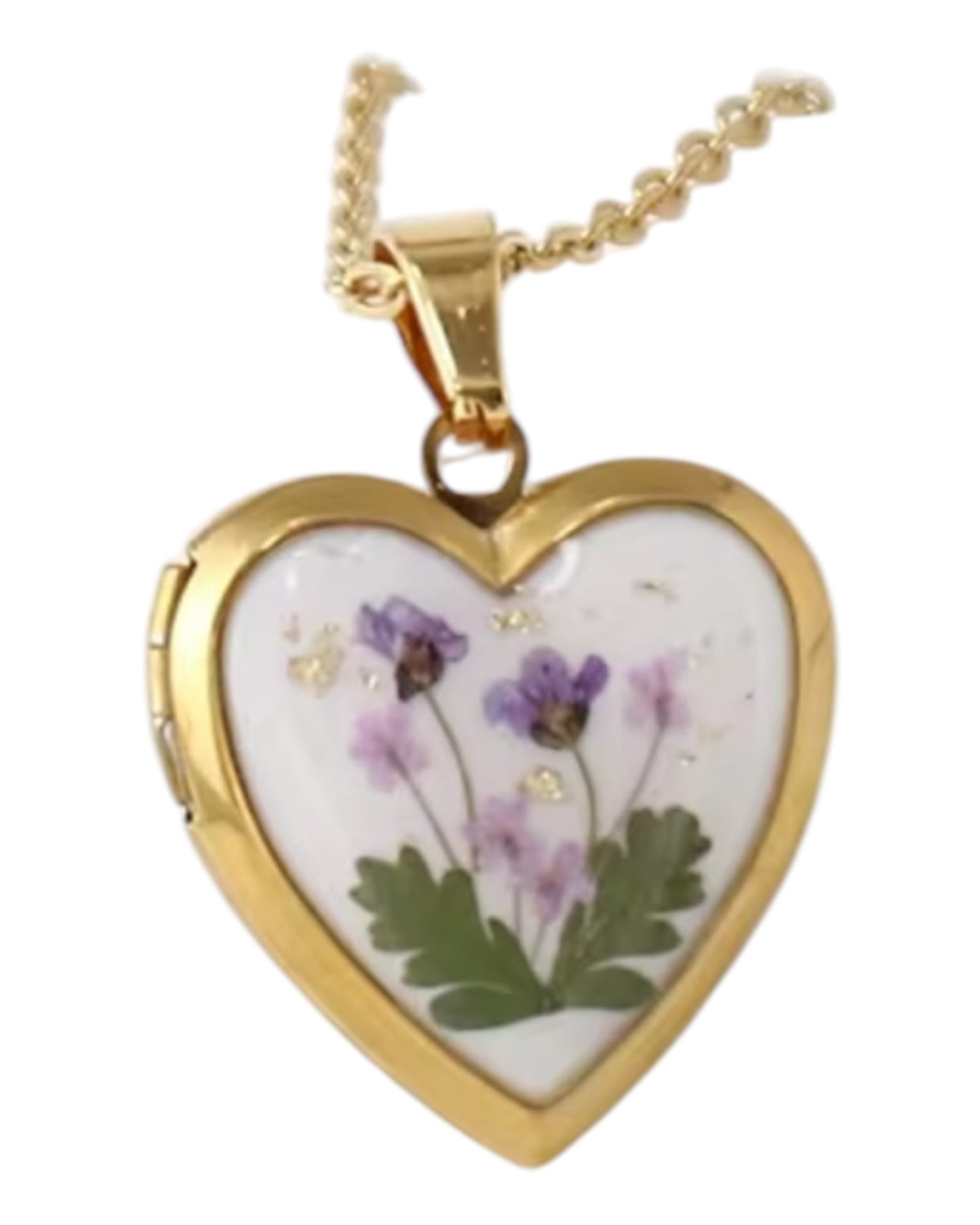 Birth Flower Heart Pendant Necklace
