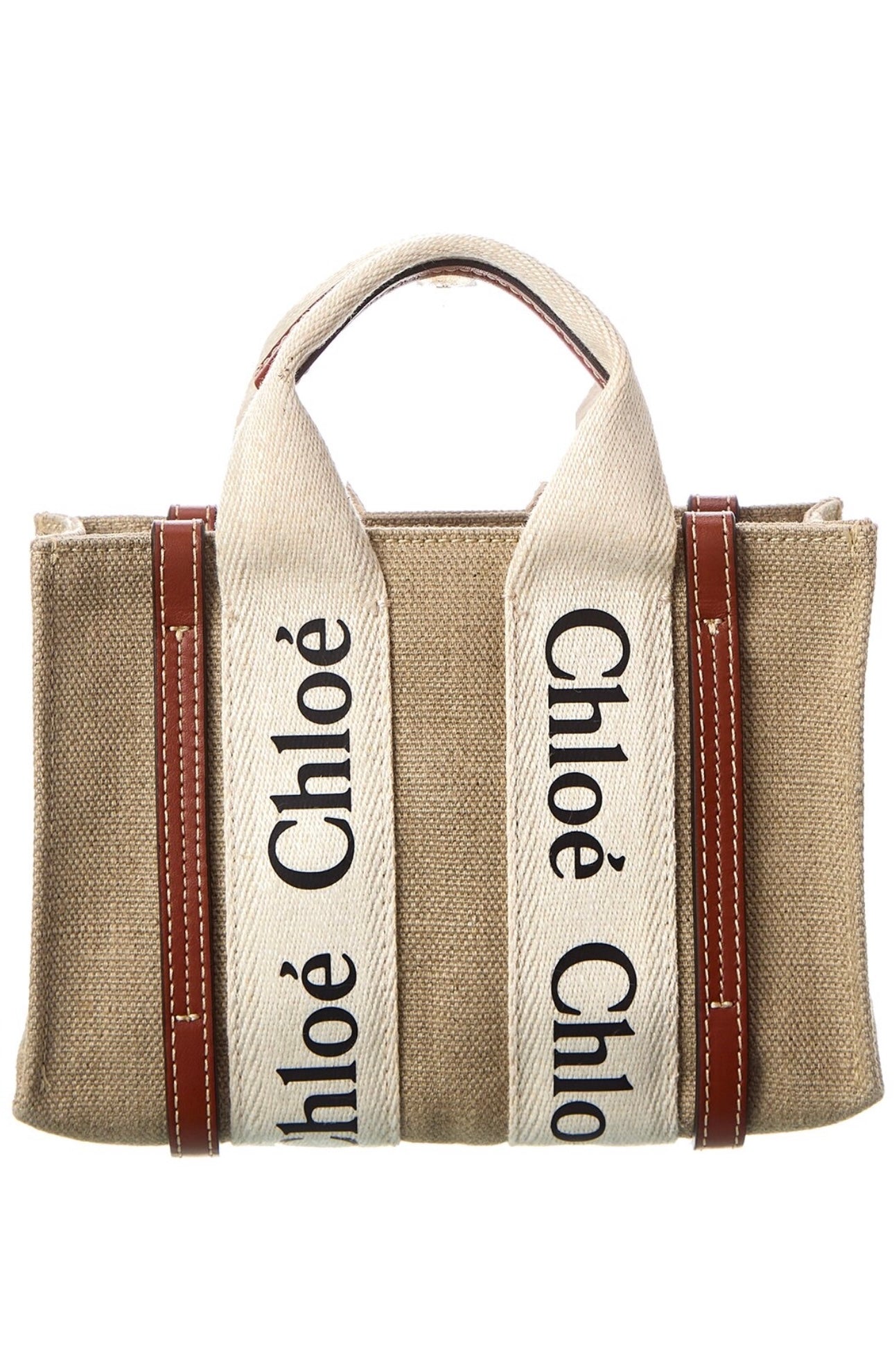 Chloé Woody Mini Canvas & Leather Tote -NEW