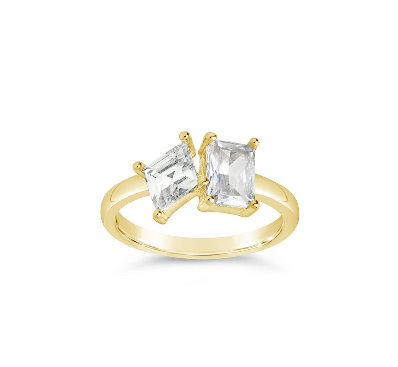 14K Plated CZ Penina Toi et Moi Ring