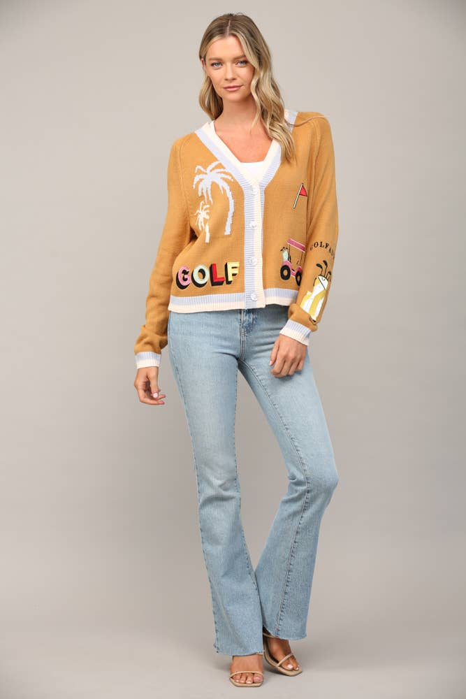 FATE - GOLF EMBROIDERED PATCH CARDIGAN LW2119