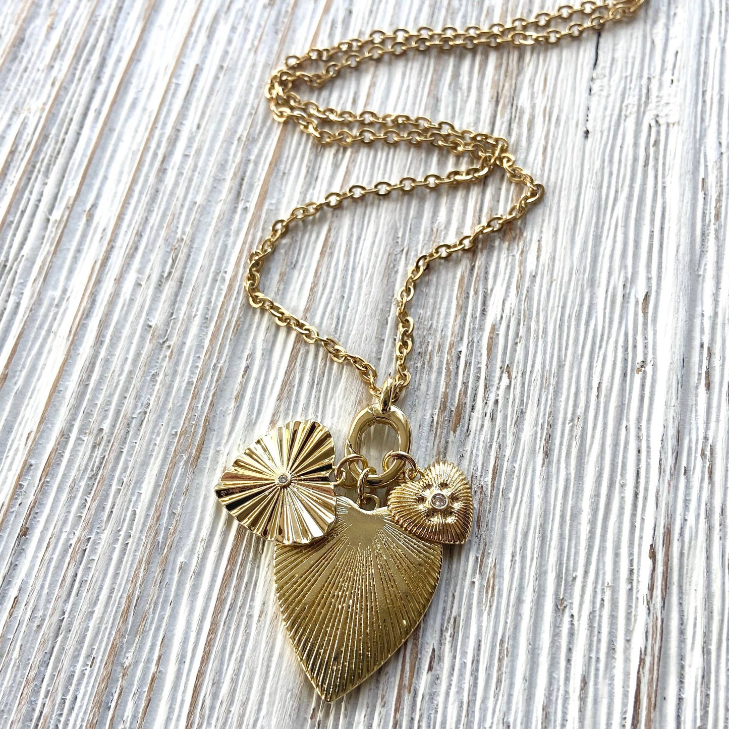VB&CO Designs Handmade Jewelry - Charm necklace triple heart removable charms