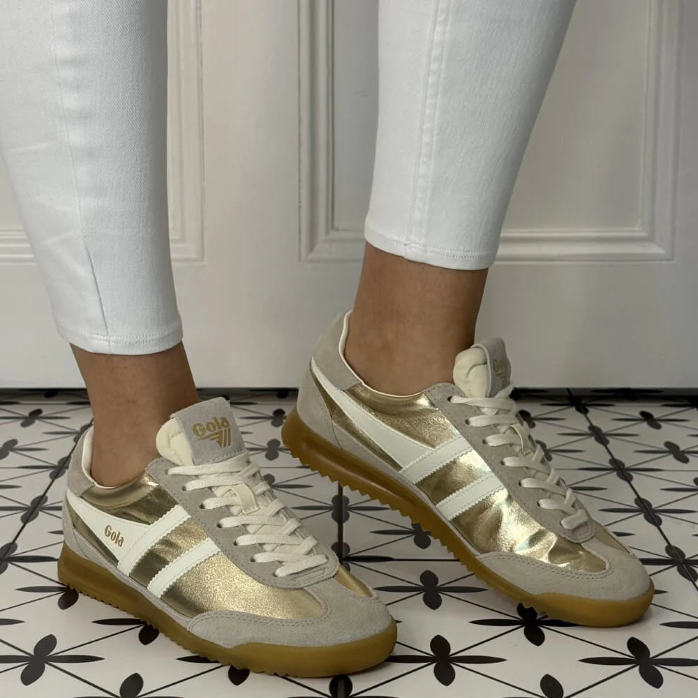 Gola Firefly Metallic Sneakers - Gold/Off-White